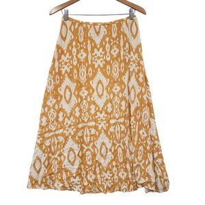 Steve Madden Womens Mustard Yellow White Ikat Print Maxi Skirt Size M Boho Indie